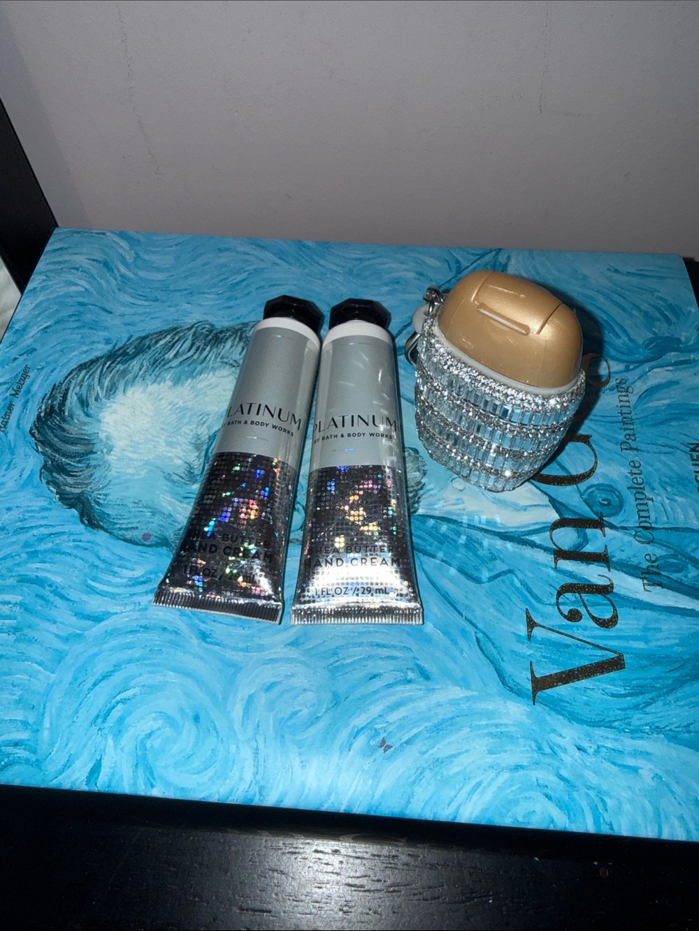 Bath & Body Works Silver Hand Cream Duo with Gold Sparkle Holder